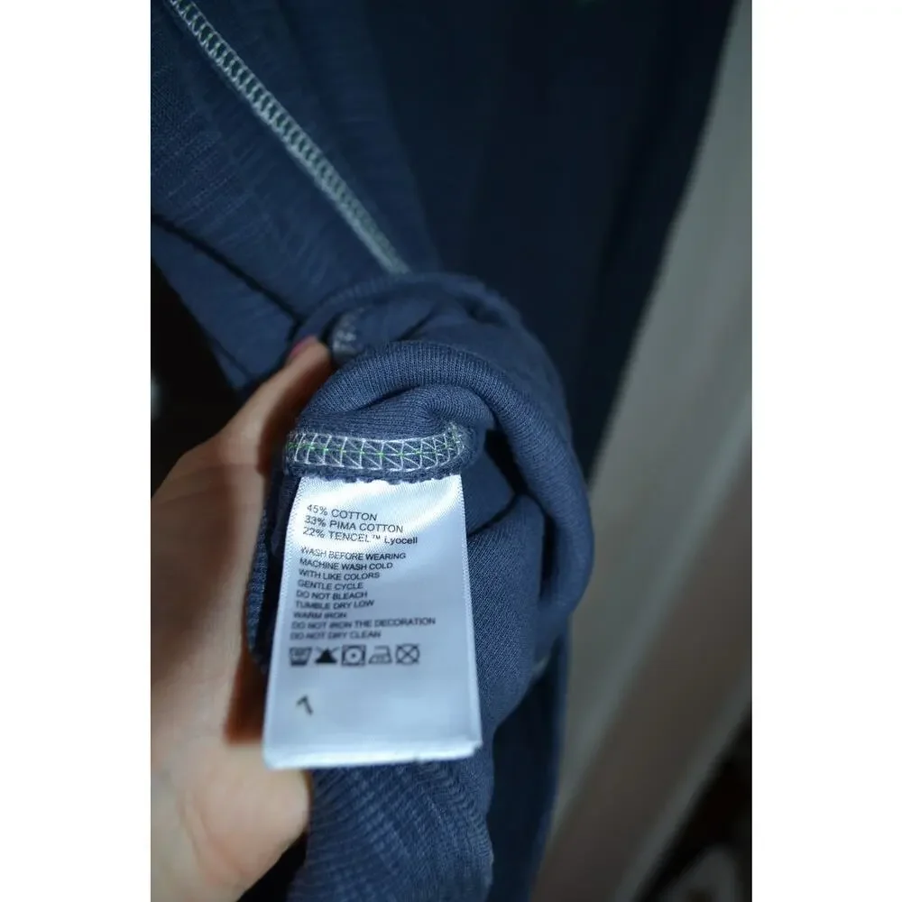 Pima Cotton Blend Nautical Preppy New England Navy Blue Crew Neck Men's Large